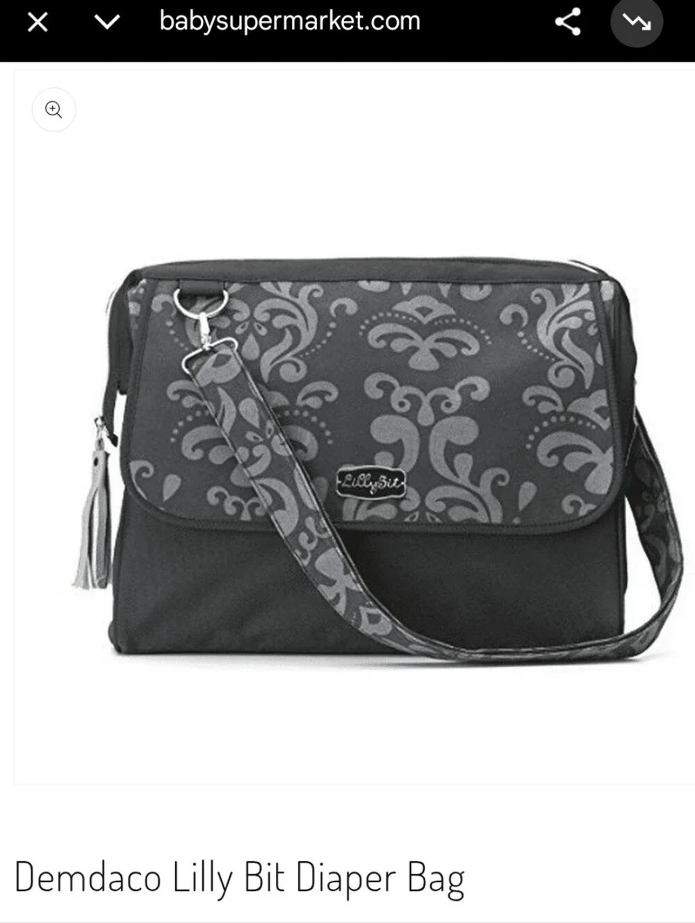 Demdaco Lilly Bit Diaper Bag Like New Damask